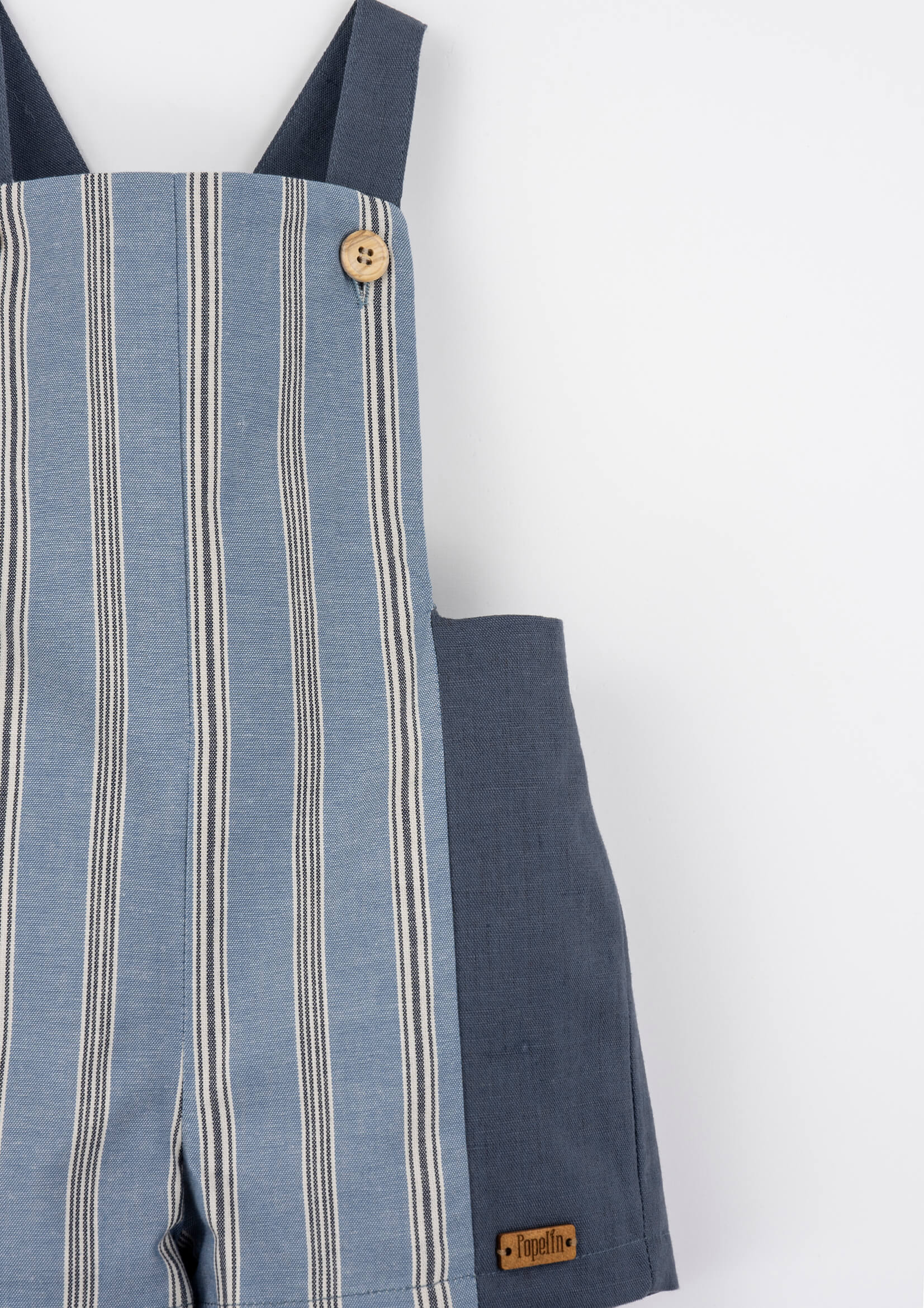 Popelin Blue Striped Combination Dungarees