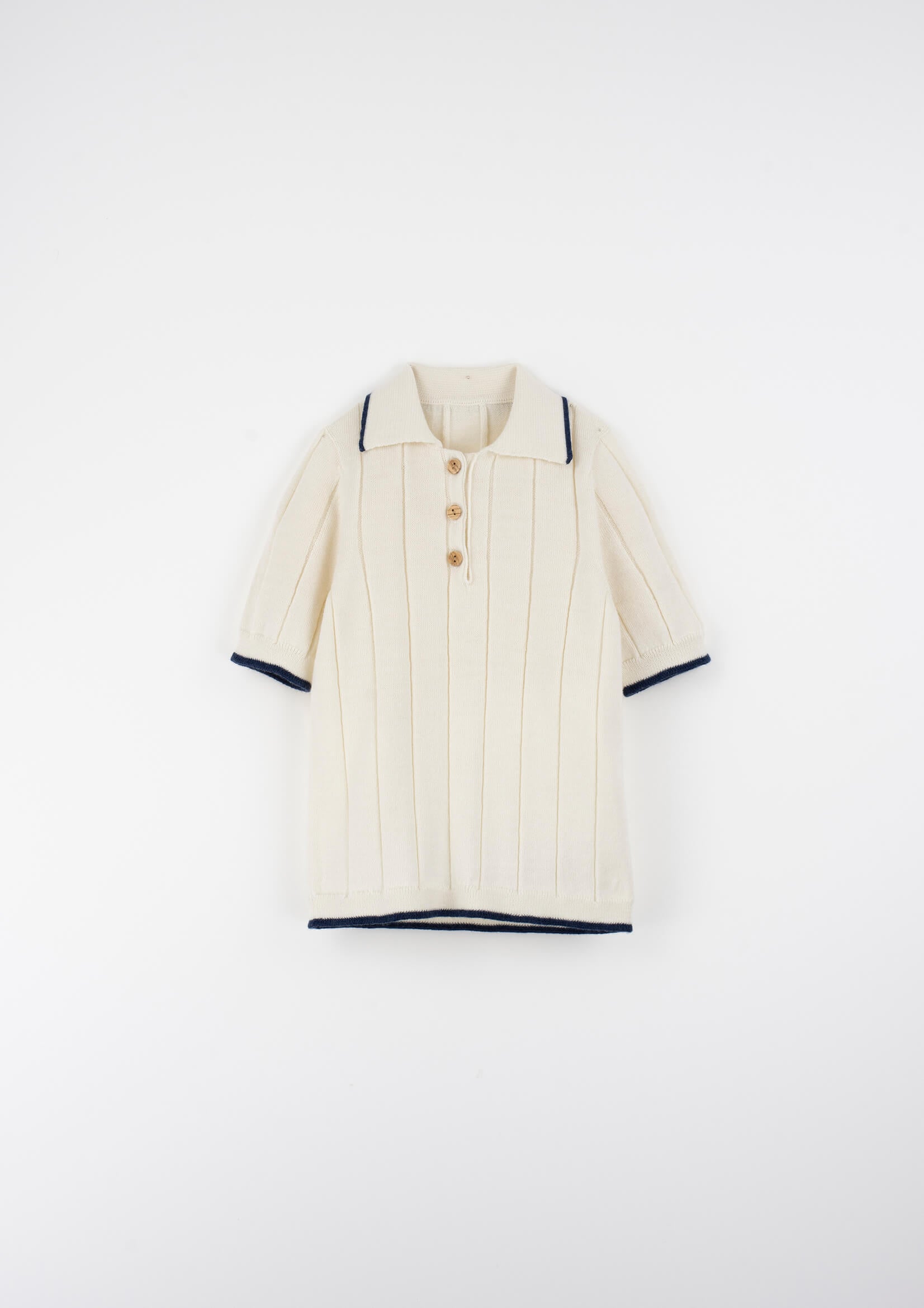 Popelin Blue Ribbed Polo Shirt