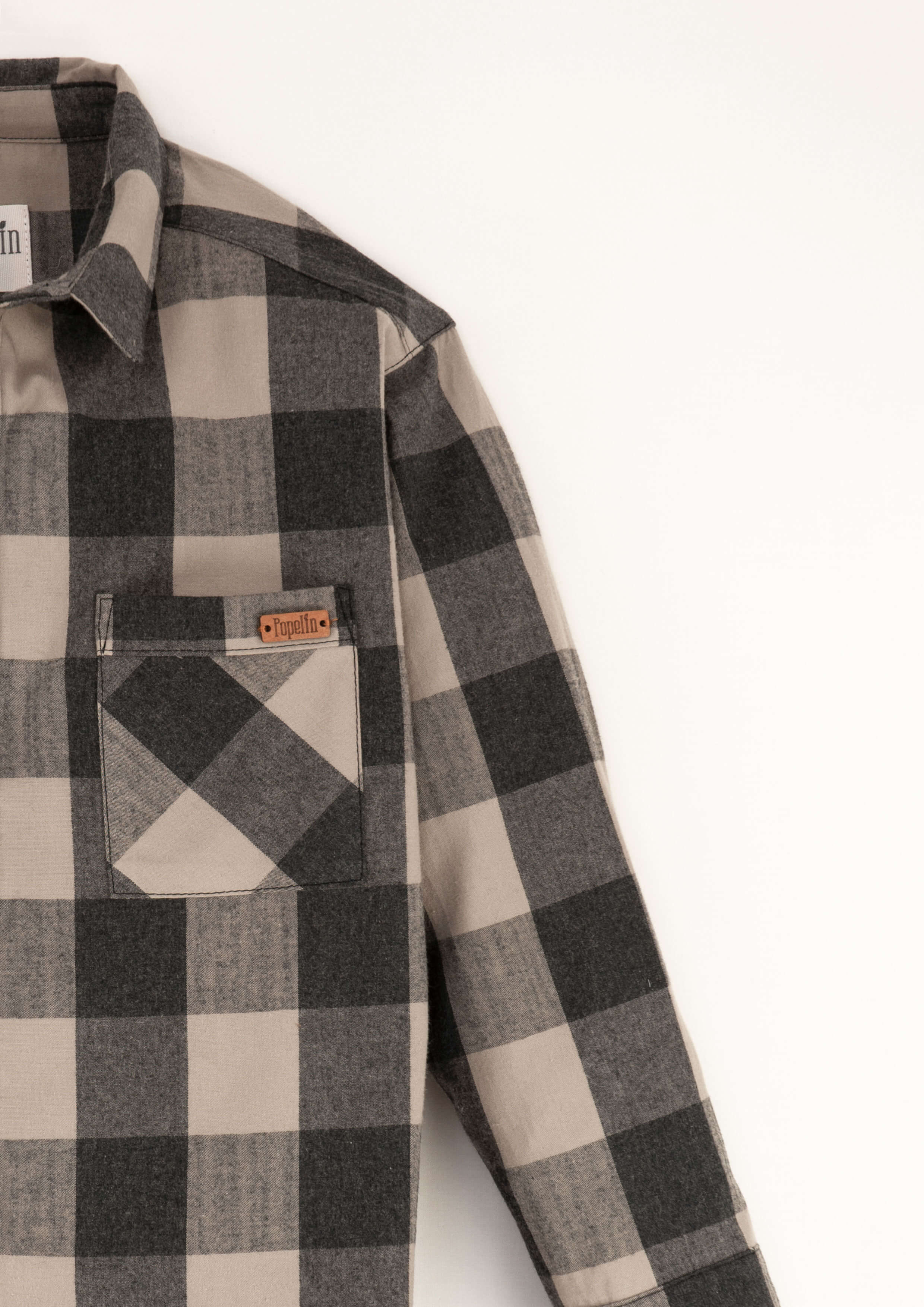 Popelin Taupe Checked Shirt