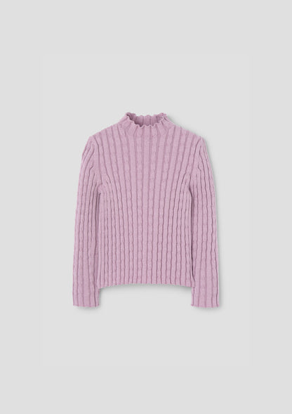 Popelin Mauve Perkins Neck Knitted Sweater