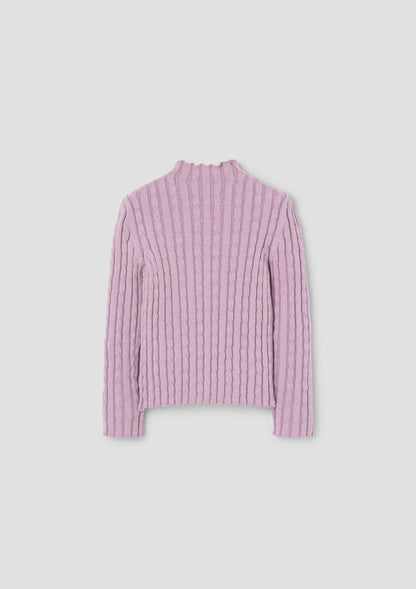 Popelin Mauve Perkins Neck Knitted Sweater