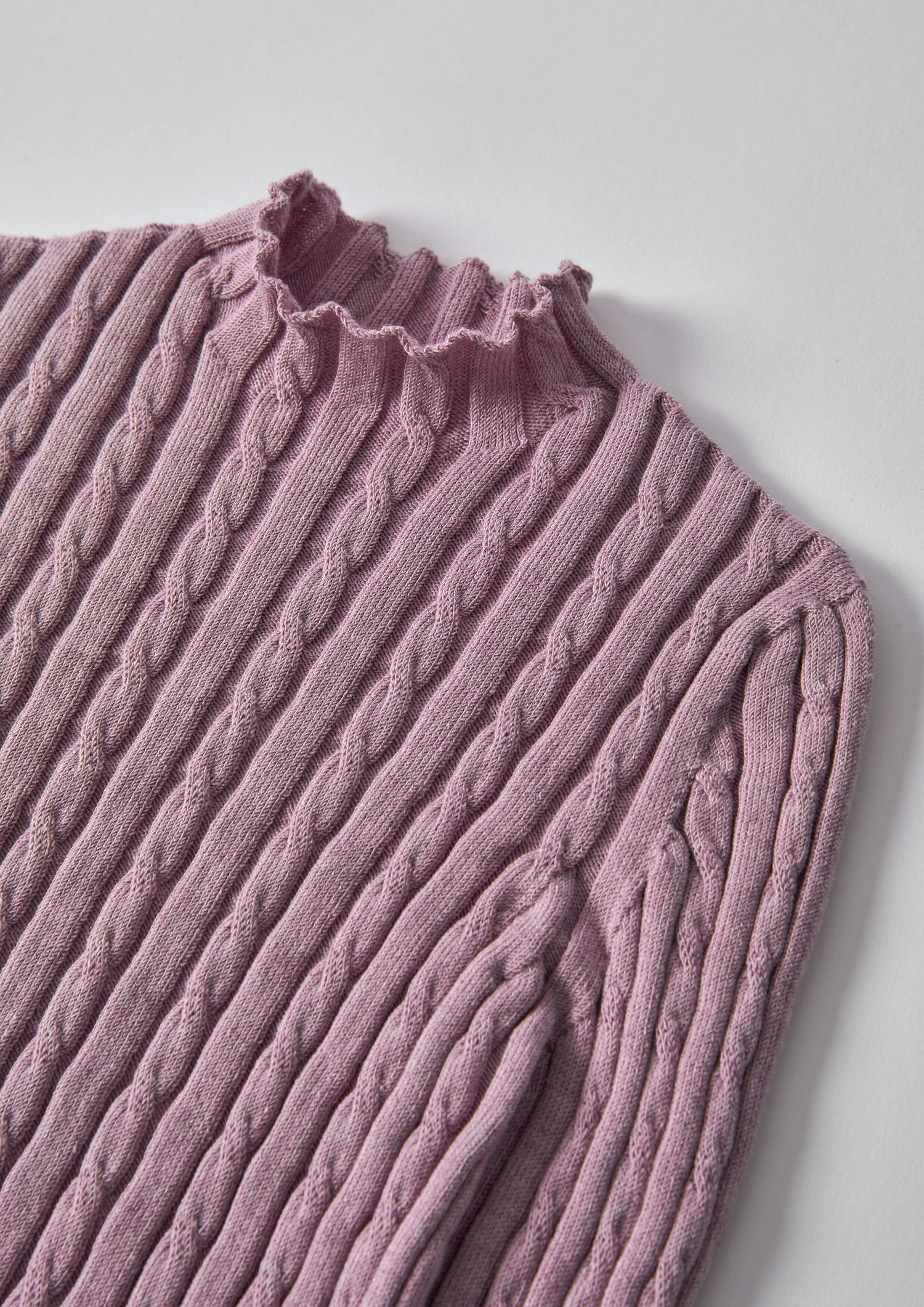 Popelin Mauve Perkins Neck Knitted Sweater