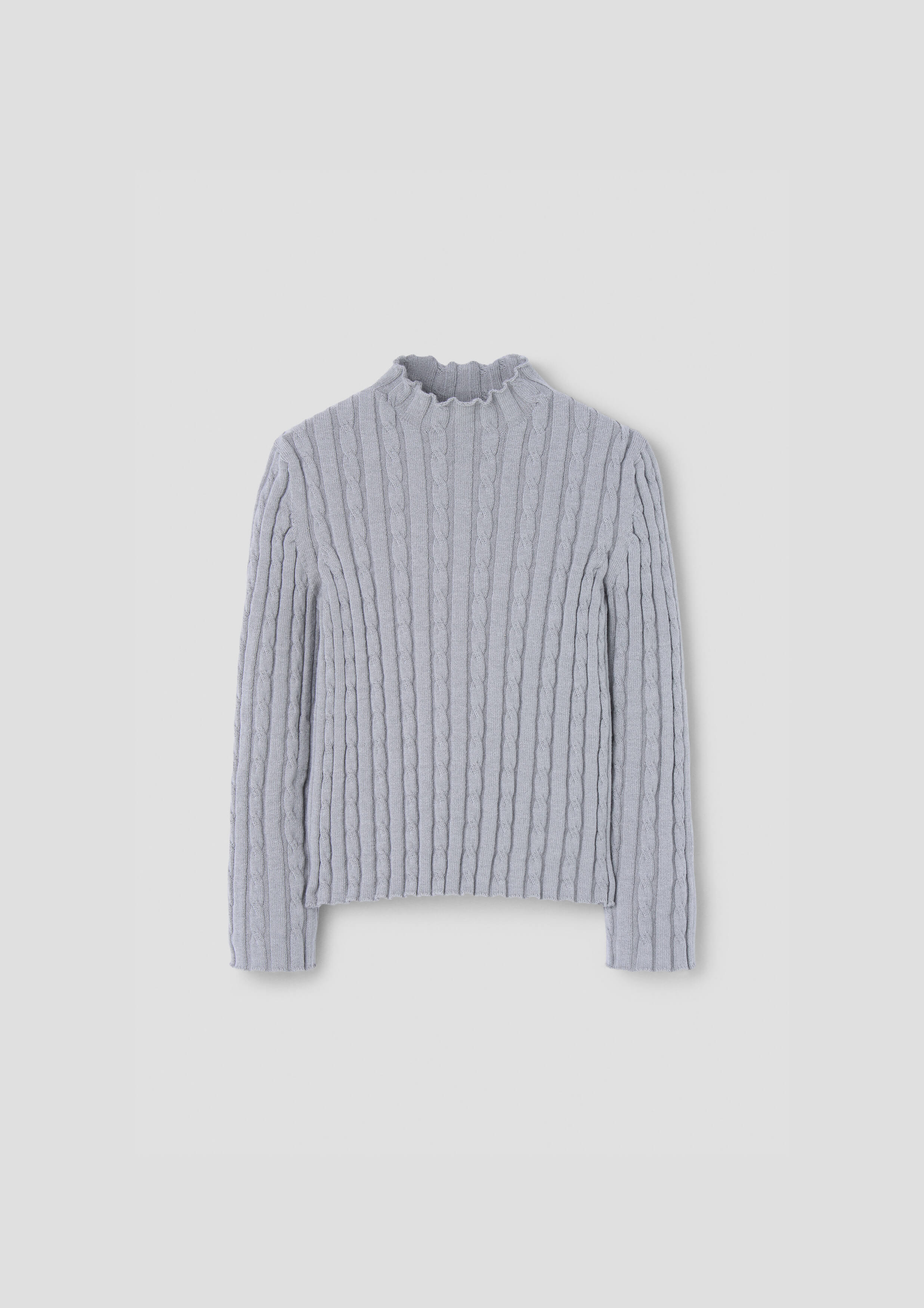 Popelin Grey Perkins Neck Knitted Sweater