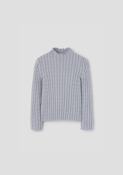 Popelin Grey Perkins Neck Knitted Sweater