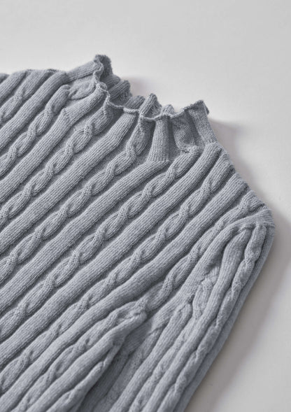 Popelin Grey Perkins Neck Knitted Sweater