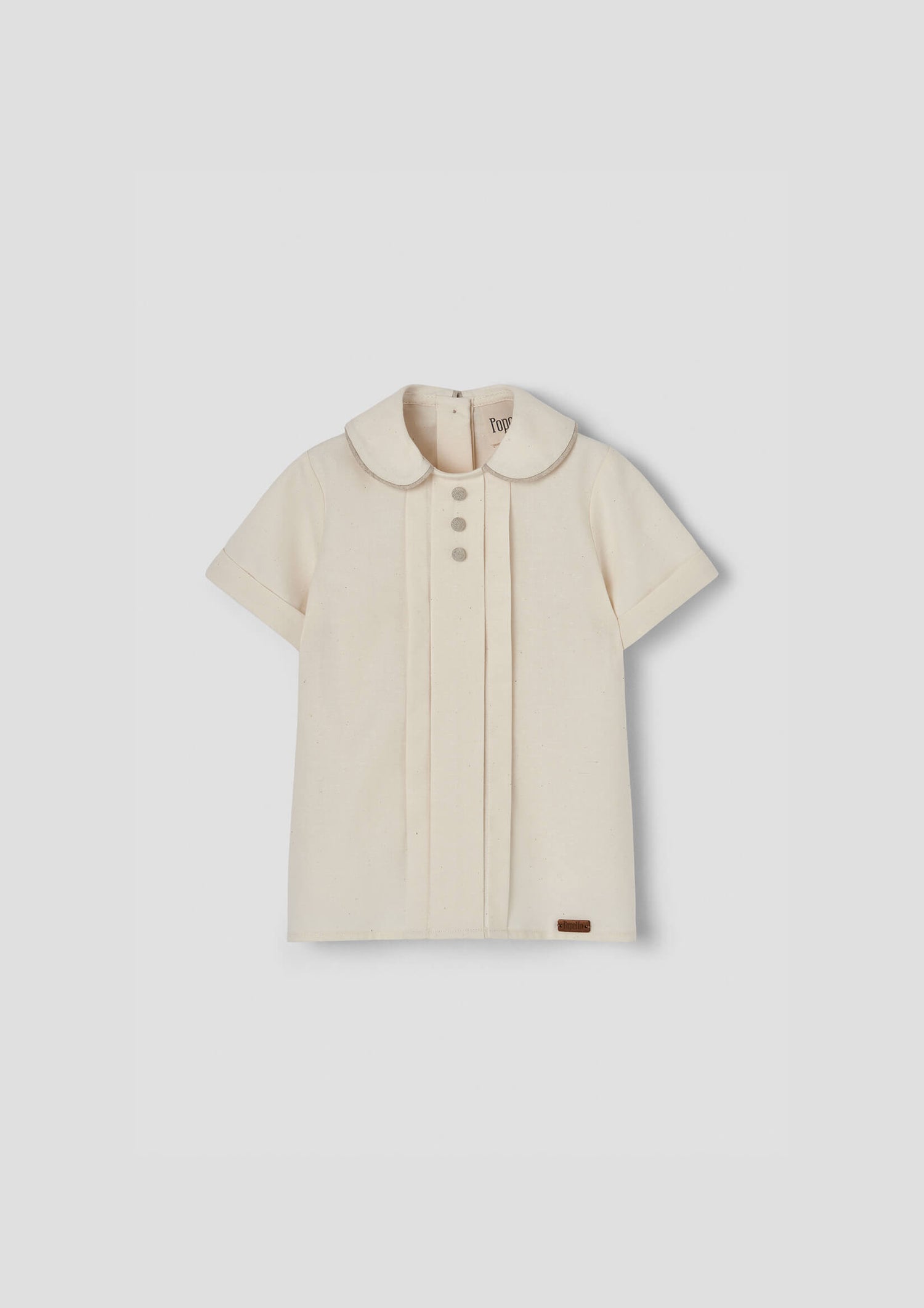 Popelin Off-White Shirt with Central Panel