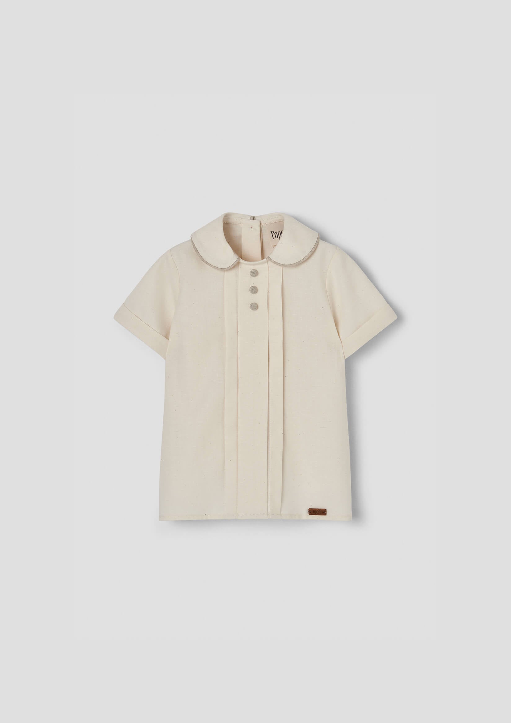 Popelin Off-White Shirt with Central Panel
