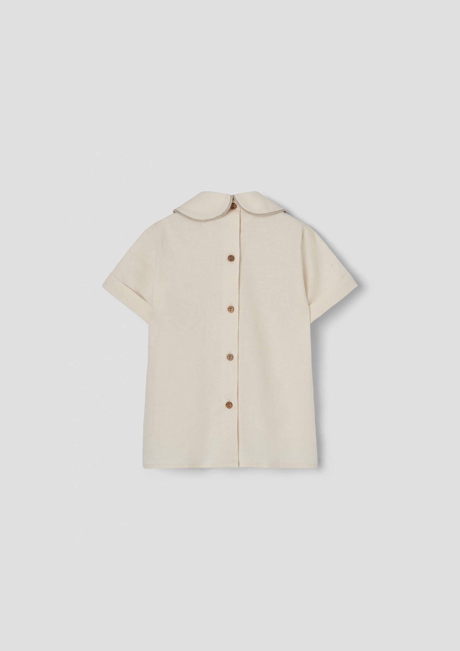 Popelin Off-White Shirt with Central Panel