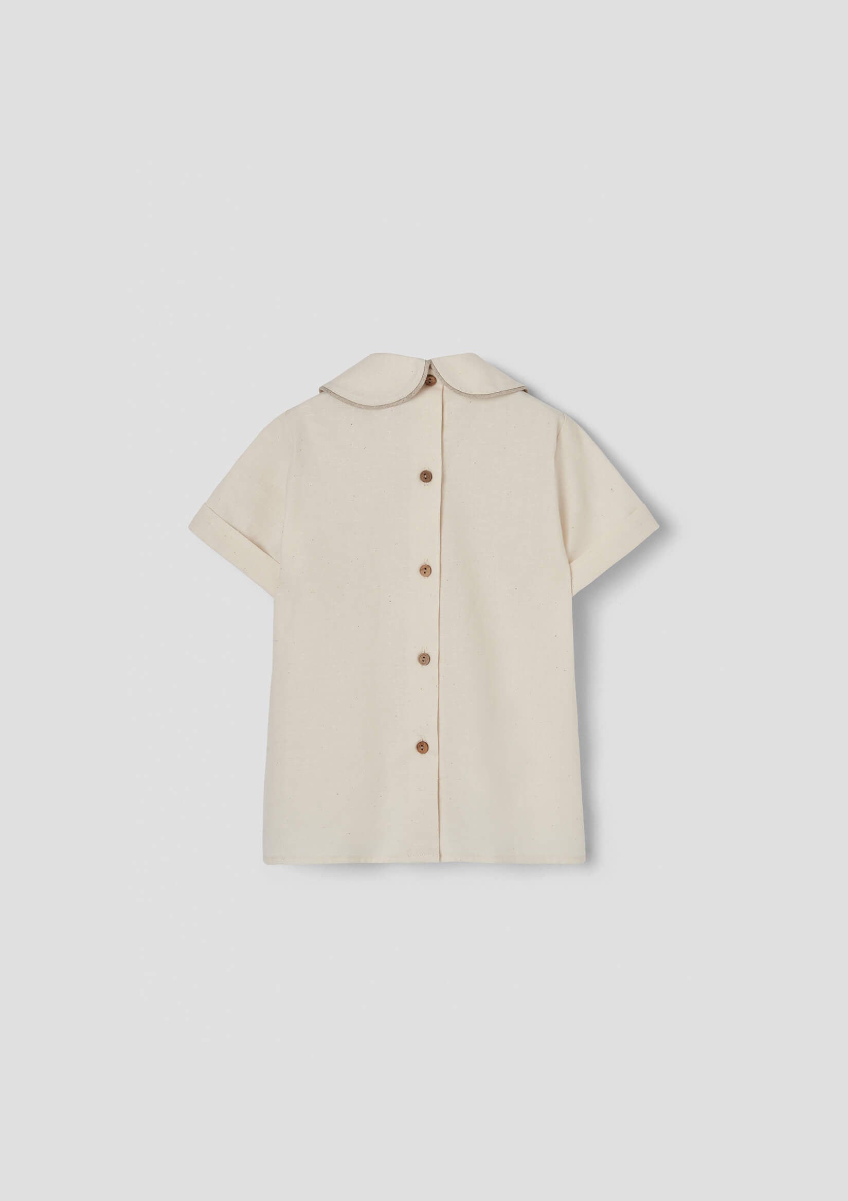 Popelin Off-White Shirt with Central Panel
