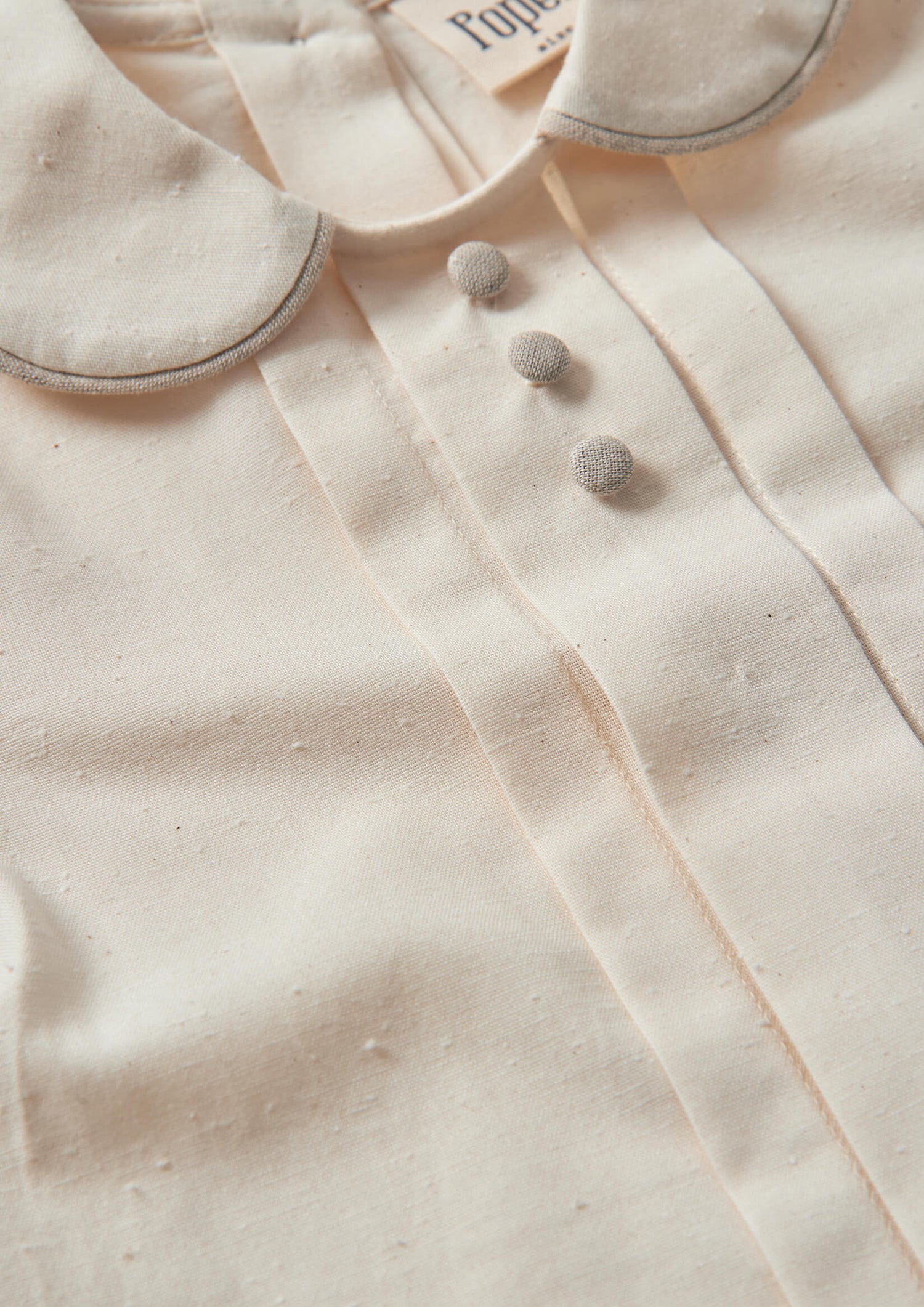 Popelin Off-White Shirt with Central Panel