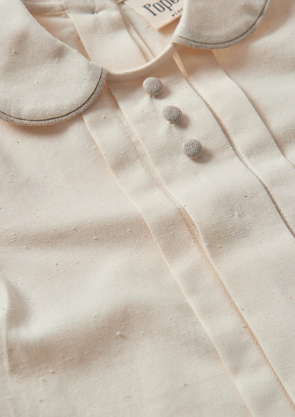 Popelin Off-White Shirt with Central Panel