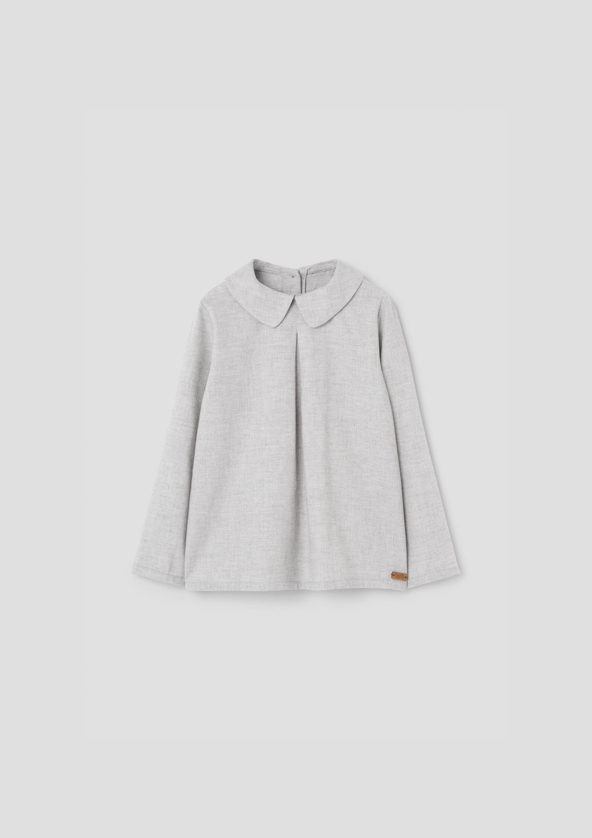 Popelin Light Grey Top With Pleat