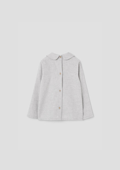 Popelin Light Grey Top With Pleat