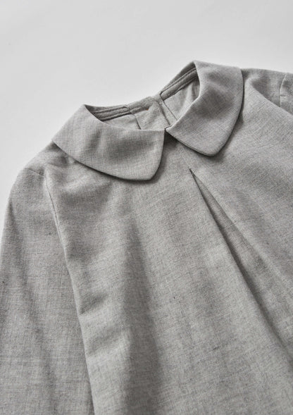 Popelin Light Grey Top With Pleat