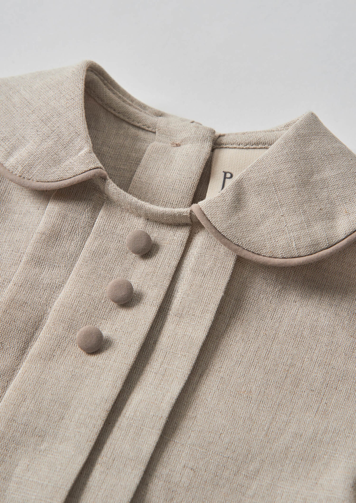Popelin Sand Linen Shirt with Central Panel