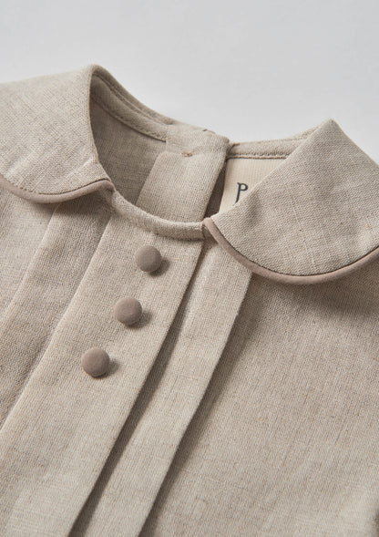 Popelin Sand Linen Shirt with Central Panel