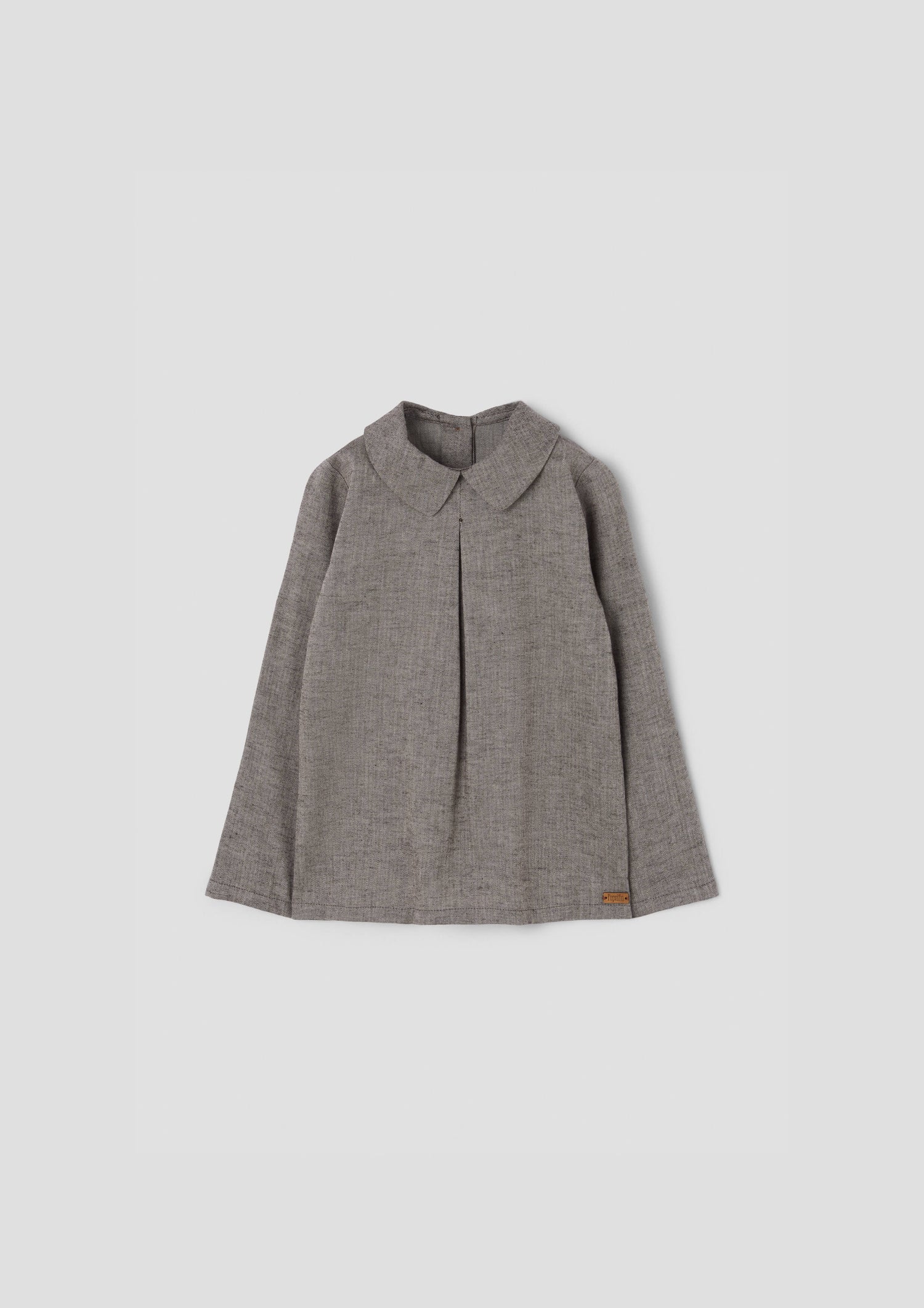 Popelin Baby Brown Herringbone Blouse With Pleat