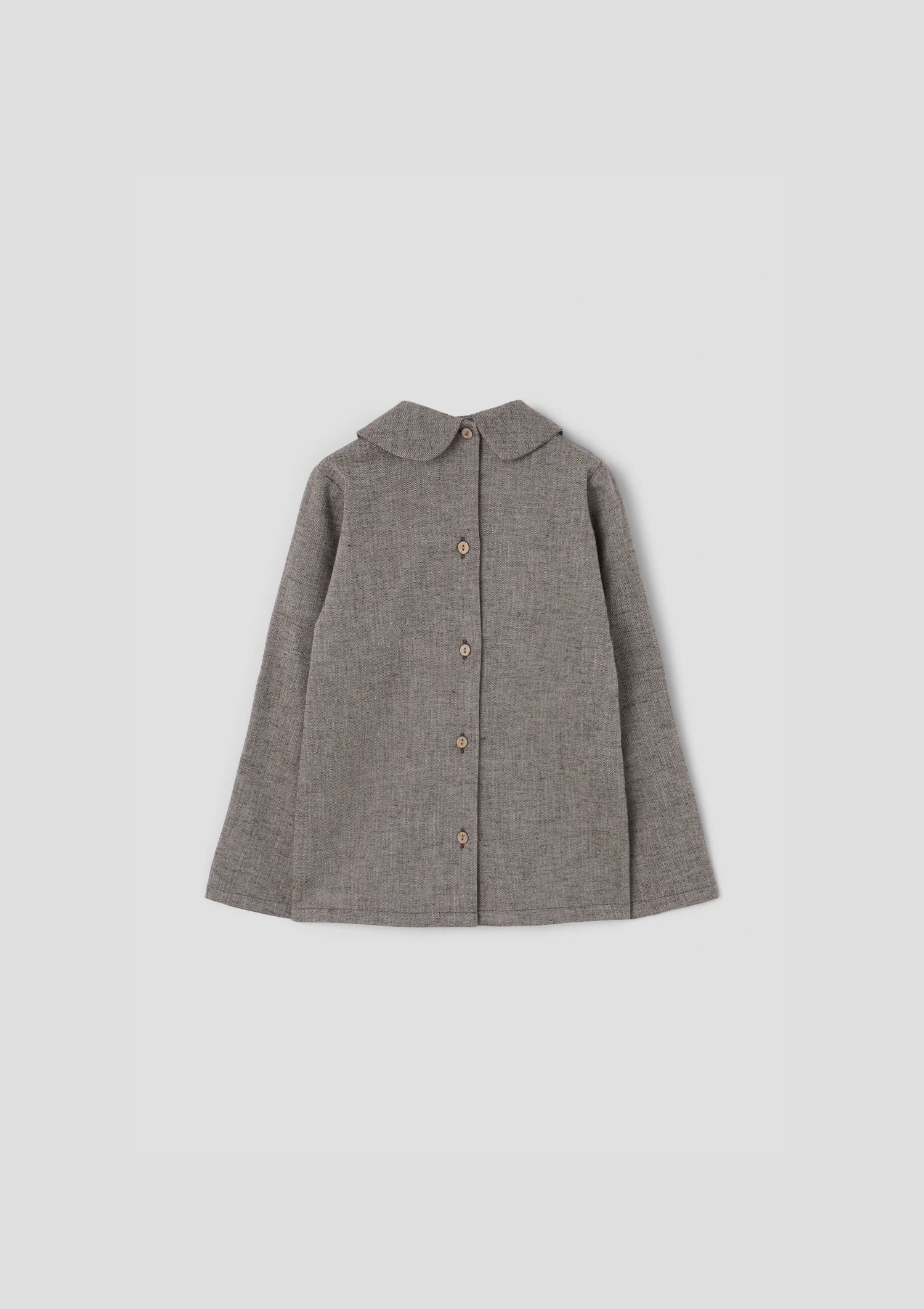 Popelin Baby Brown Herringbone Blouse With Pleat
