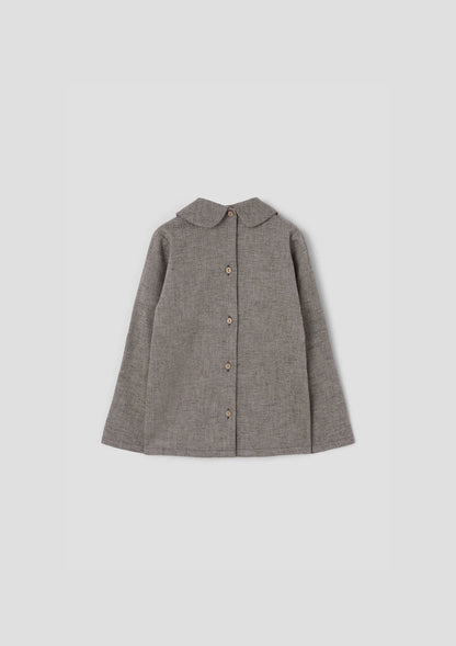 Popelin Baby Brown Herringbone Blouse With Pleat