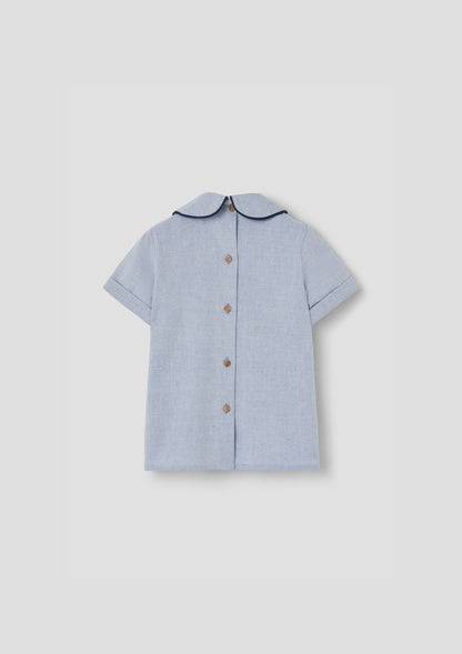 Popelin Blue Shirt with Central Panel