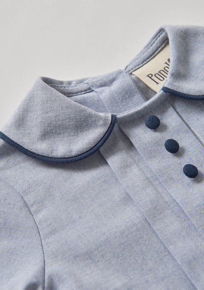Popelin Blue Shirt with Central Panel