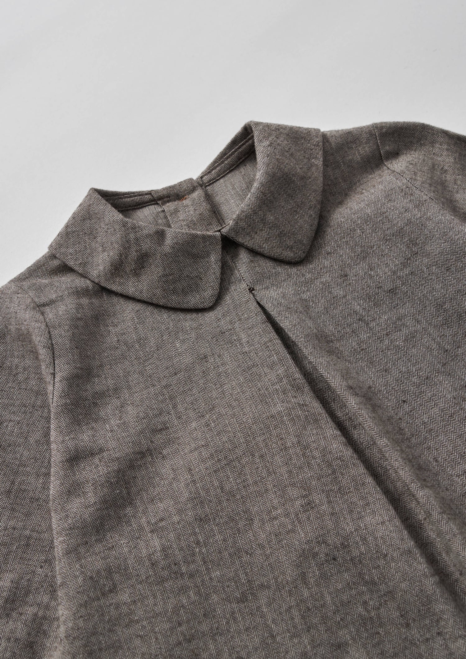 Popelin Baby Brown Herringbone Blouse With Pleat