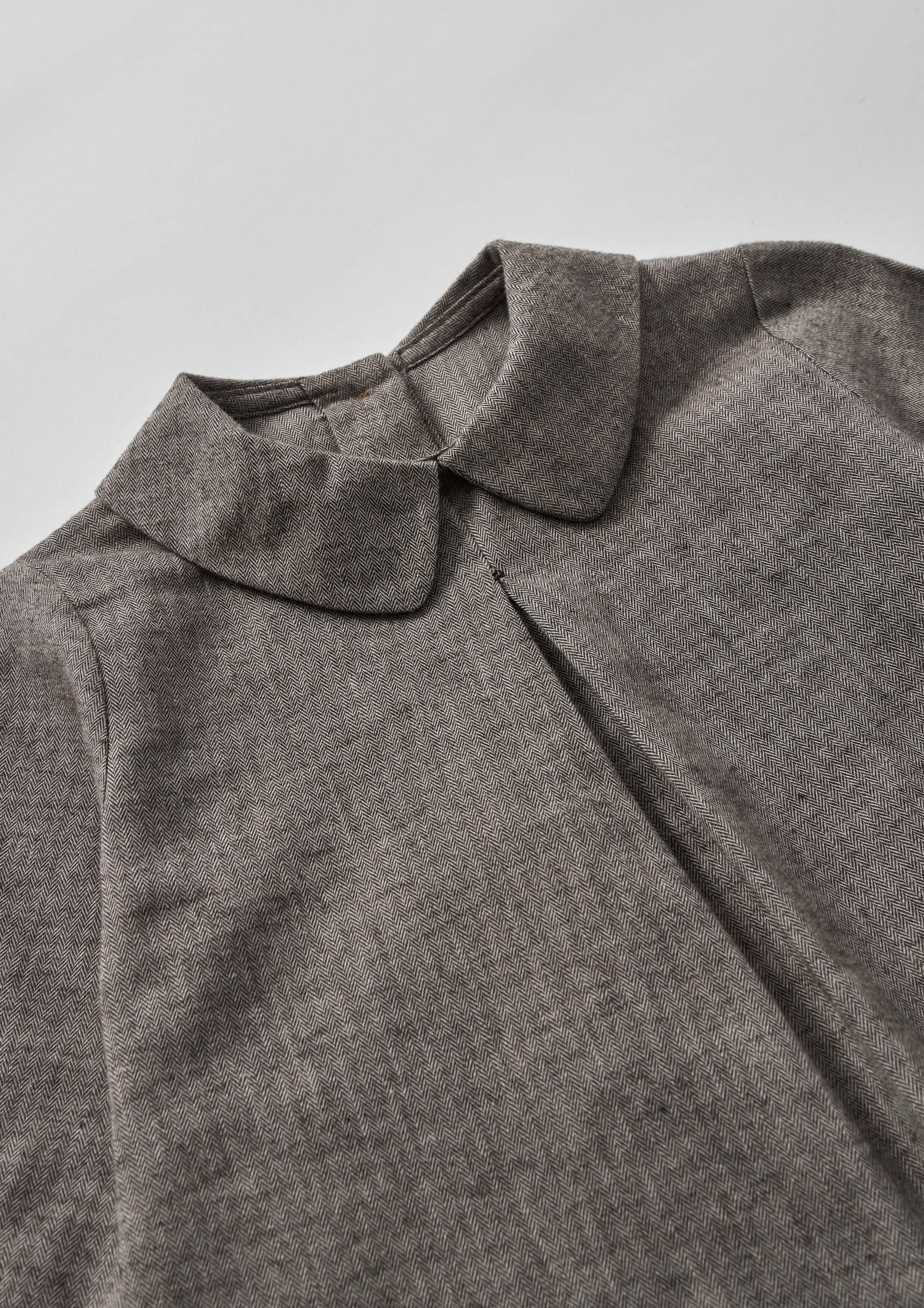 Popelin Baby Brown Herringbone Blouse With Pleat