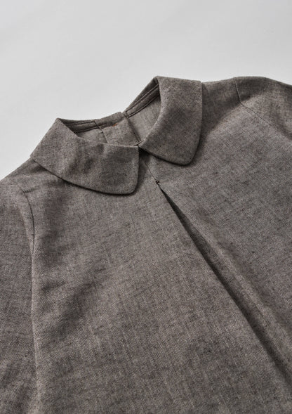 Popelin Baby Brown Herringbone Blouse With Pleat