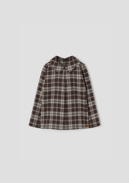 Popelin Baby Brown Plaid Top with Pleat