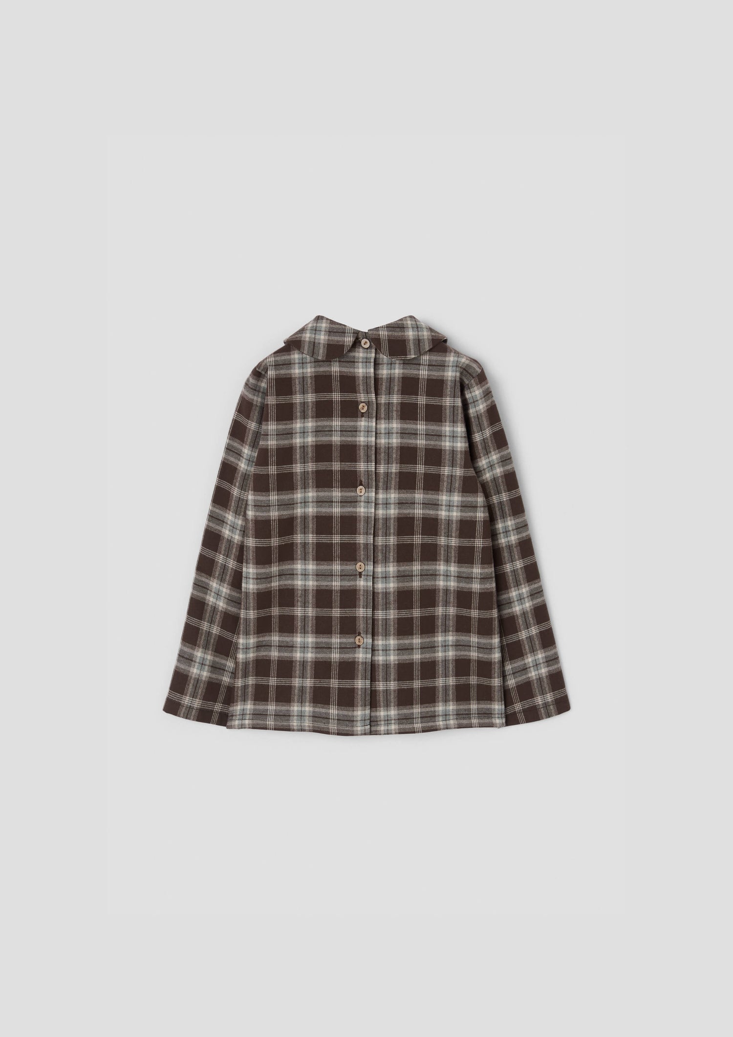 Popelin Baby Brown Plaid Top with Pleat