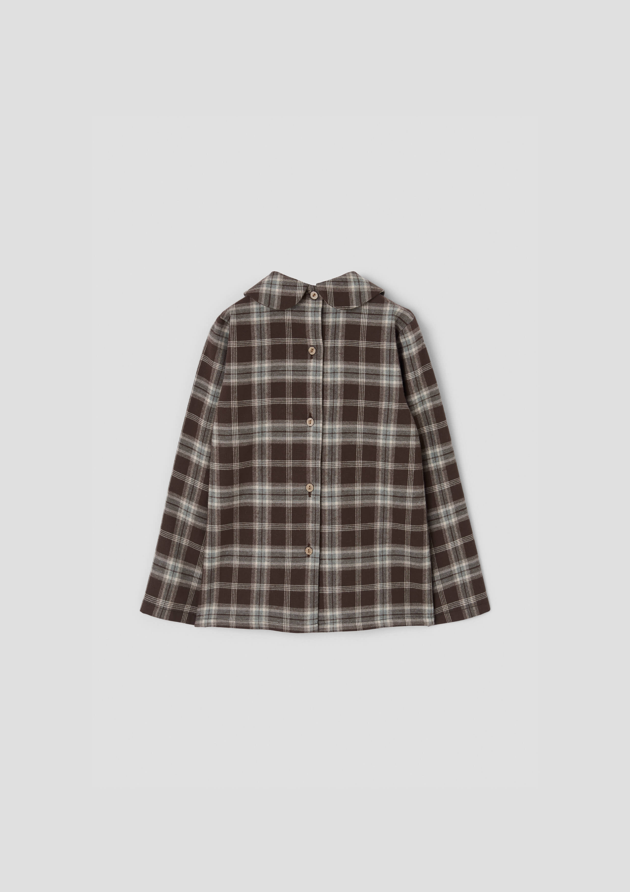 Popelin Baby Brown Plaid Top with Pleat