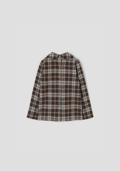 Popelin Baby Brown Plaid Top with Pleat