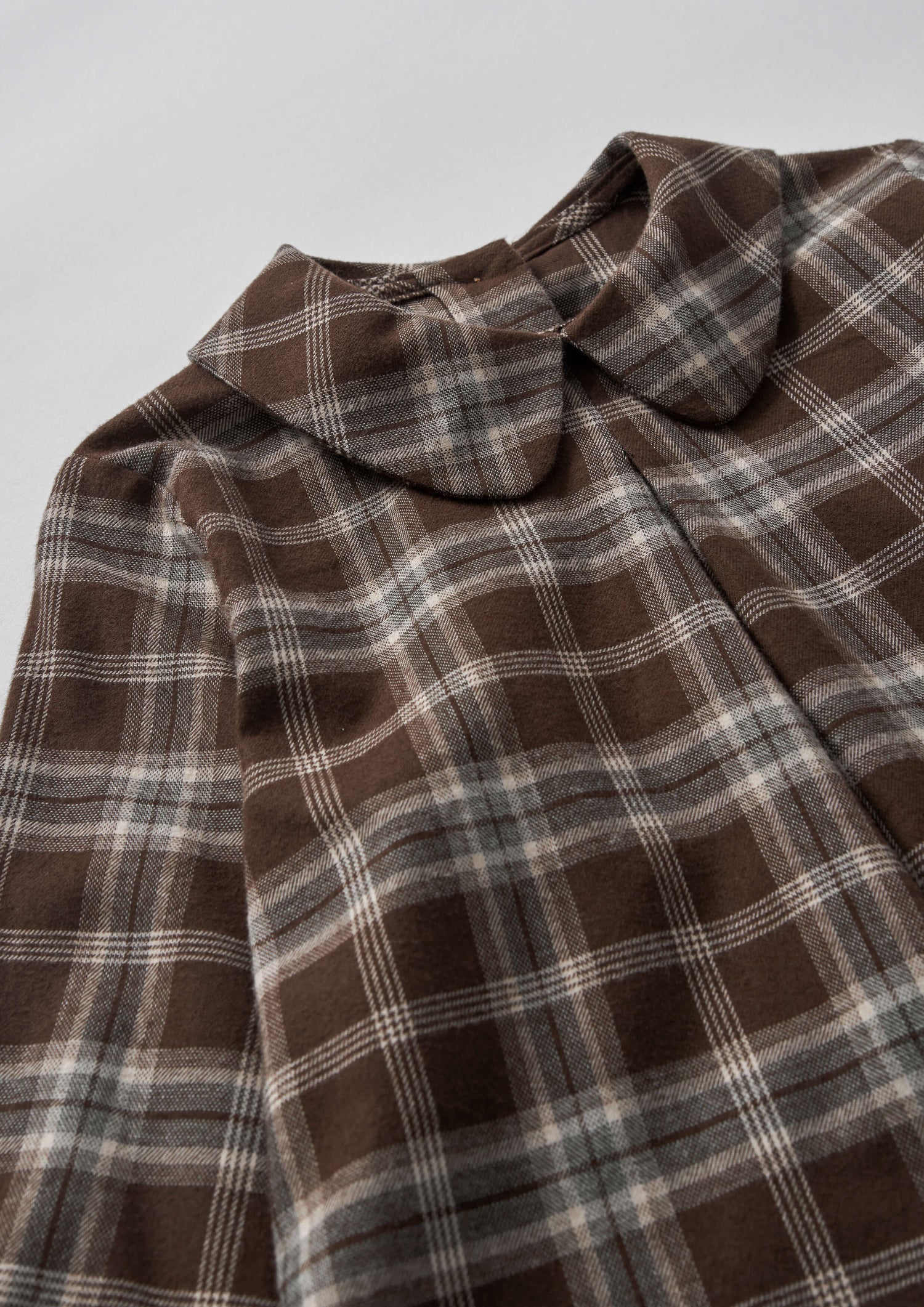 Popelin Baby Brown Plaid Top with Pleat