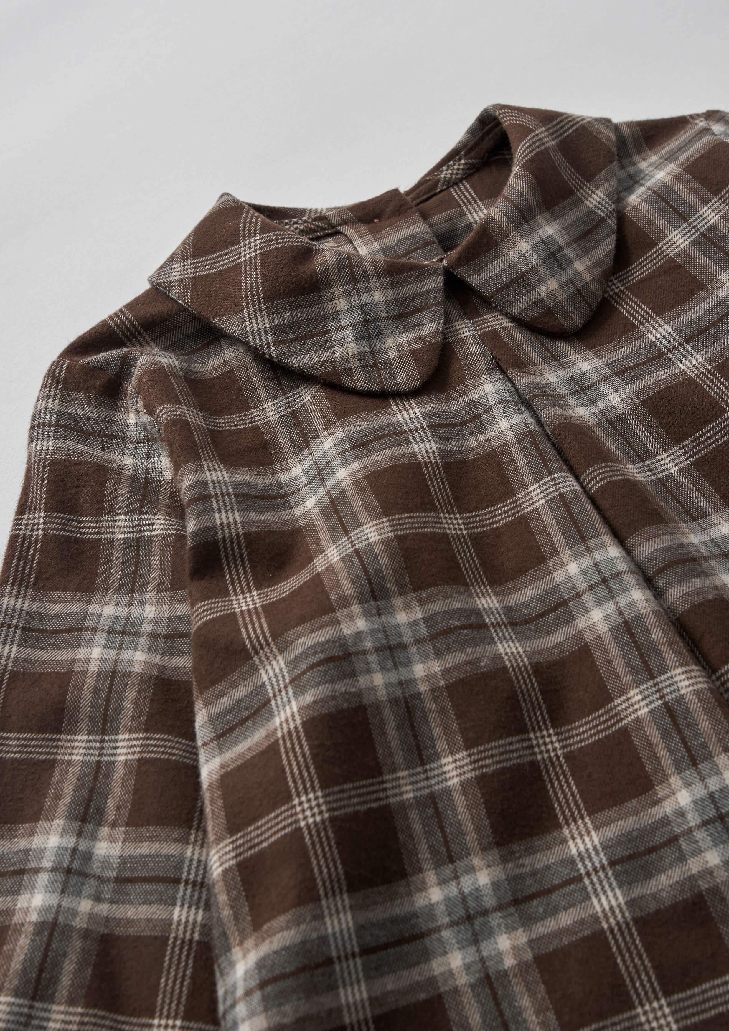 Popelin Baby Brown Plaid Top with Pleat