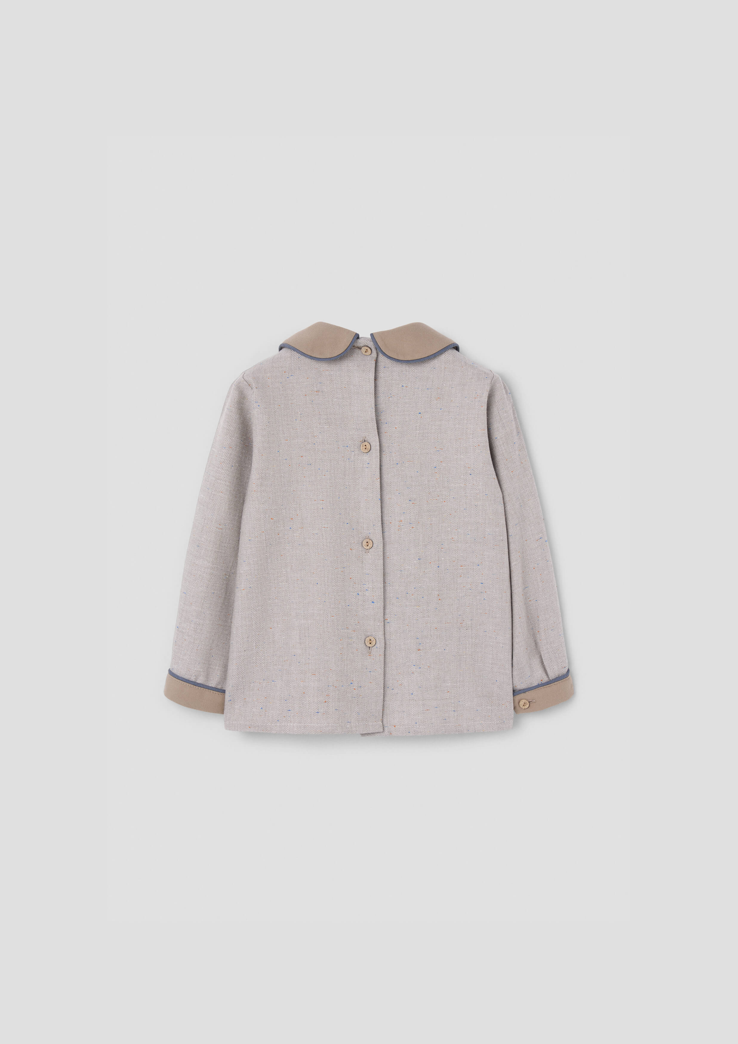 Popelin Grey Herringbone Panelled Shirt