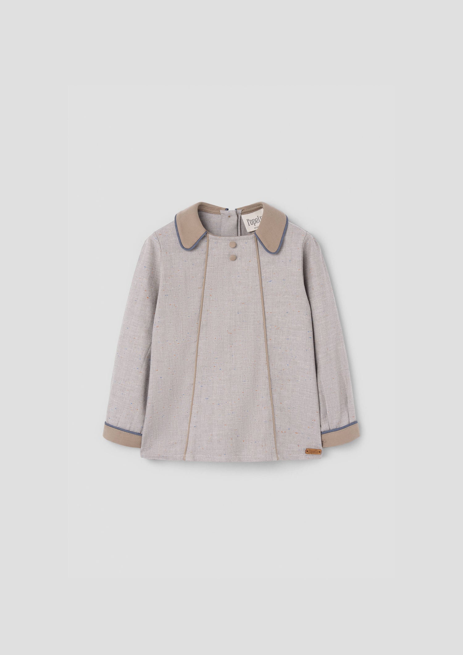 Popelin Grey Herringbone Panelled Shirt