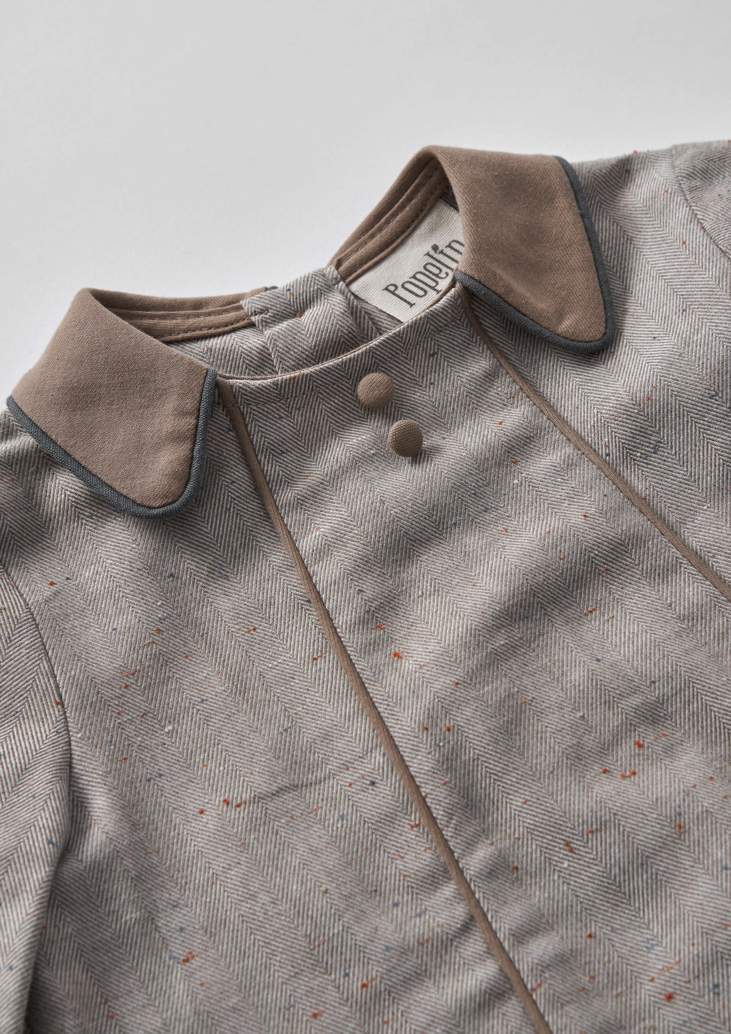 Popelin Grey Herringbone Panelled Shirt