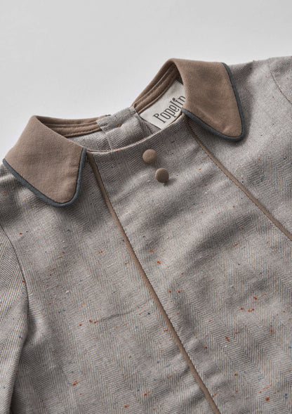 Popelin Grey Herringbone Panelled Shirt