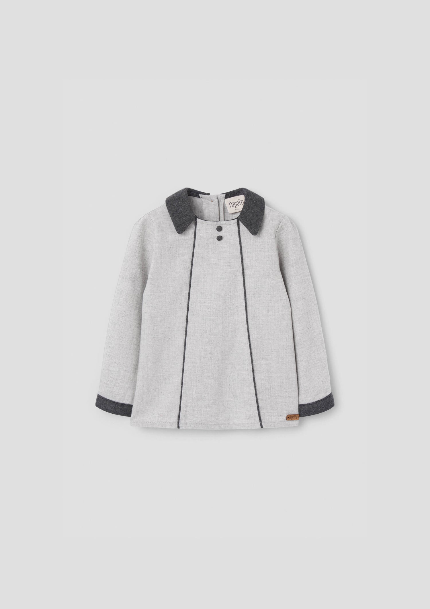 Popelin Light Grey Herringbone Panelled Shirt