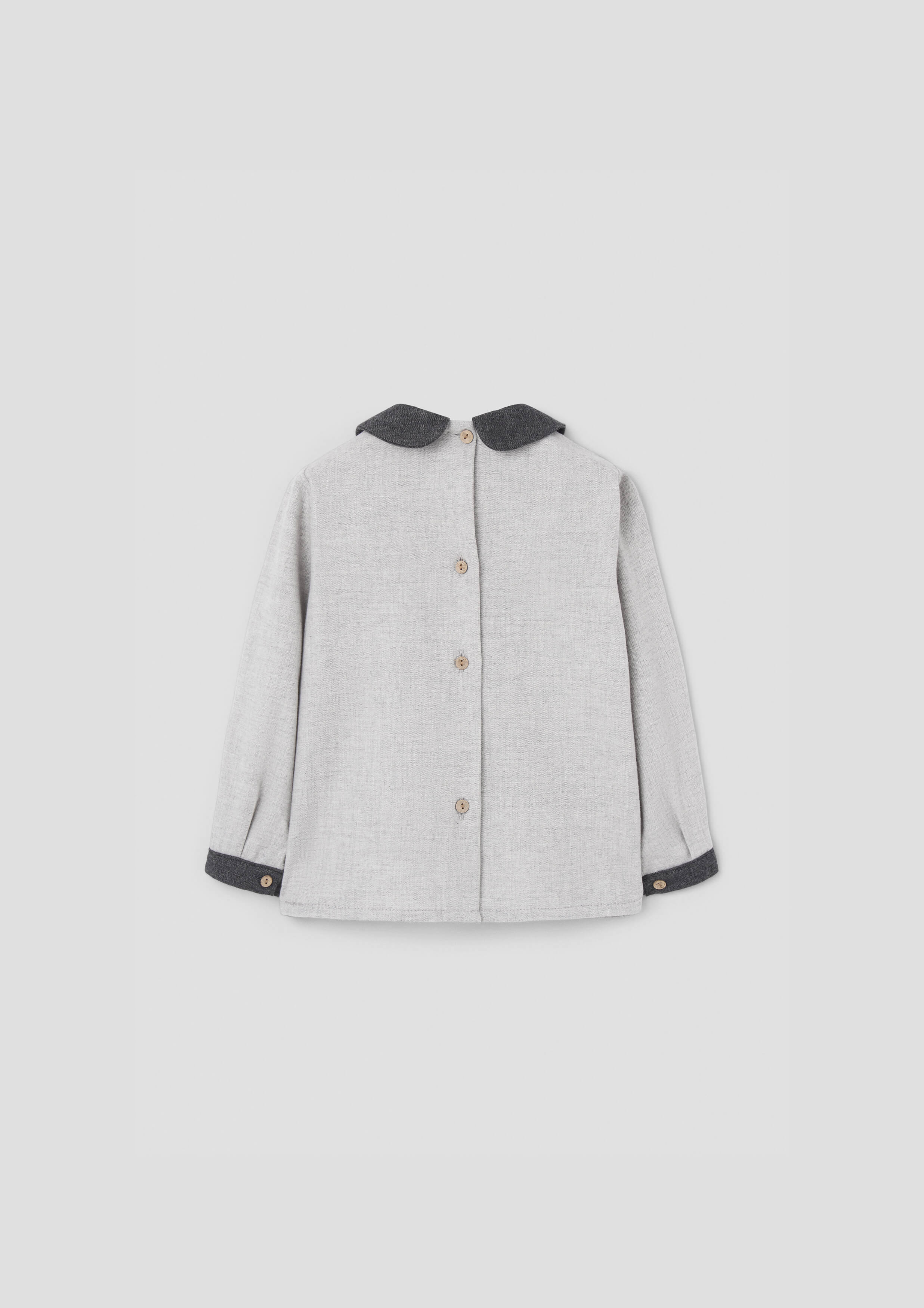 Popelin Light Grey Herringbone Panelled Shirt
