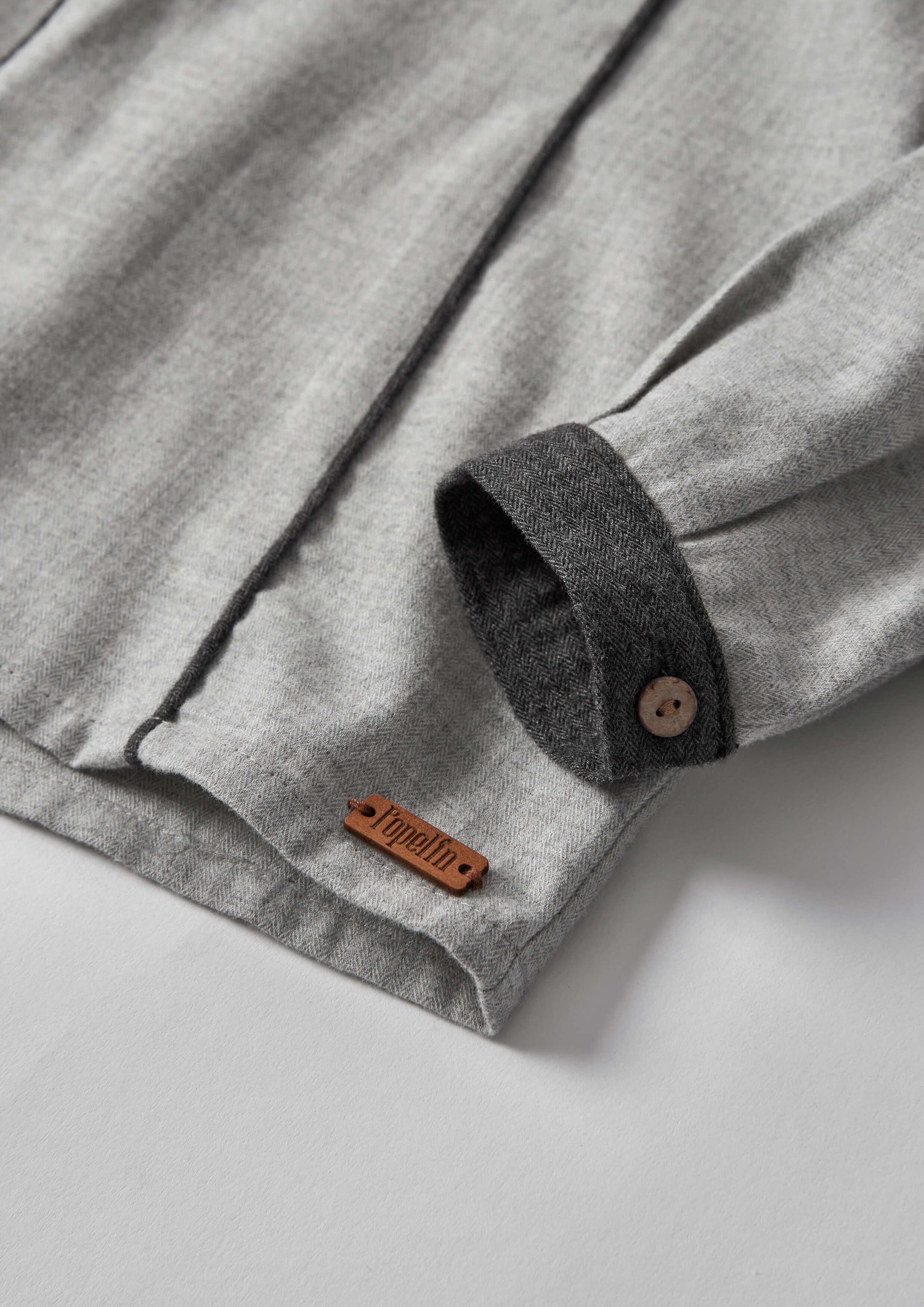 Popelin Light Grey Herringbone Panelled Shirt