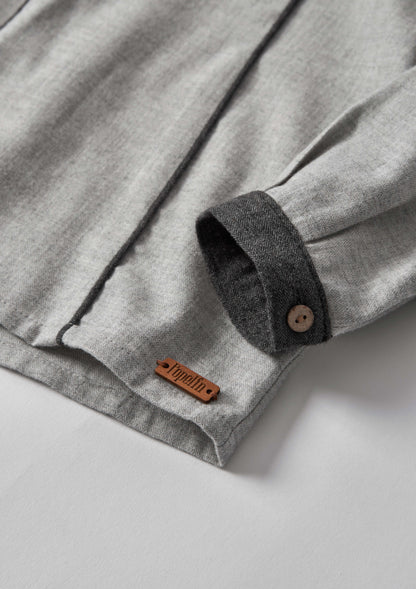 Popelin Light Grey Herringbone Panelled Shirt