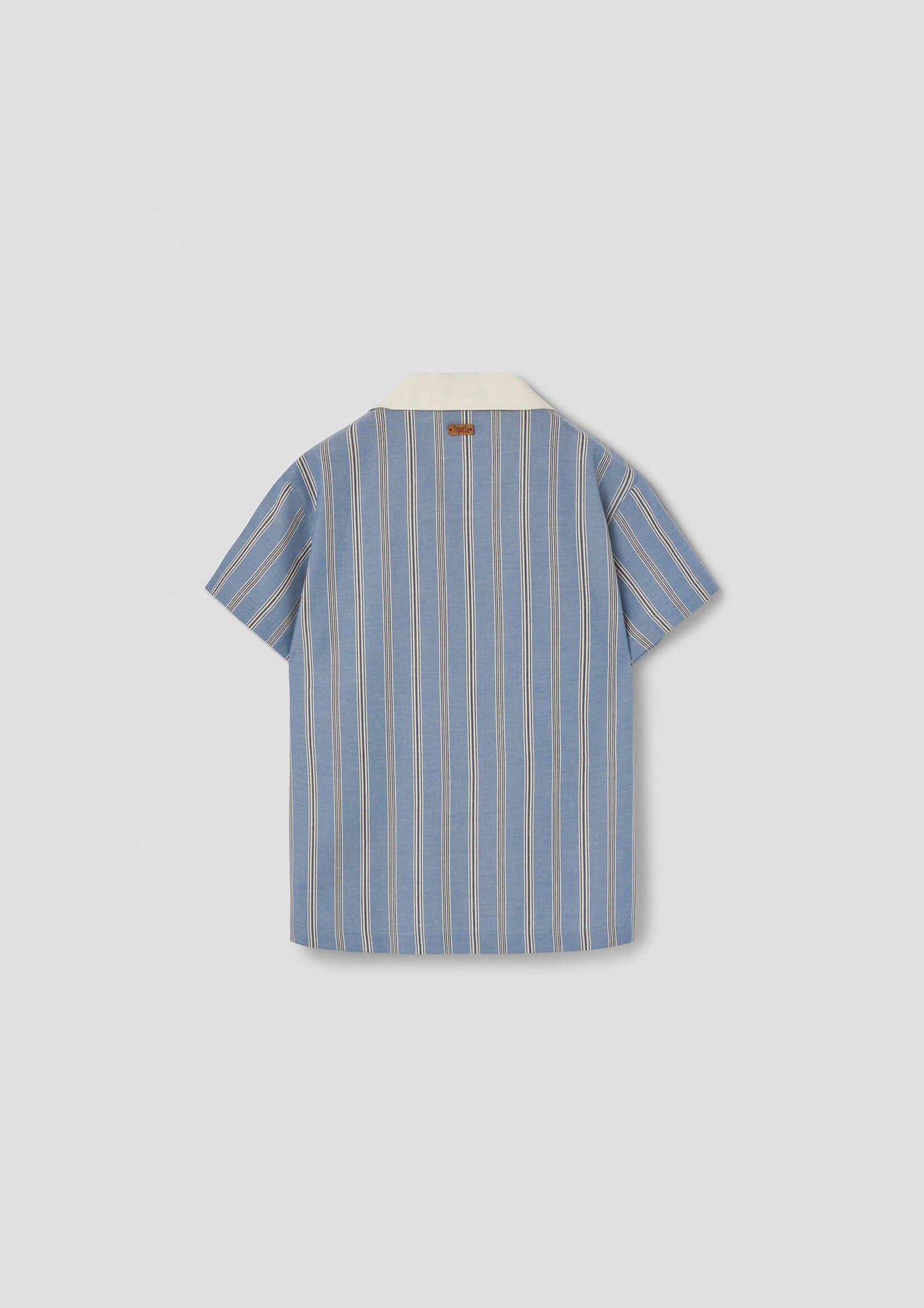 Popelin Blue Striped Shirt with Lapel Collar