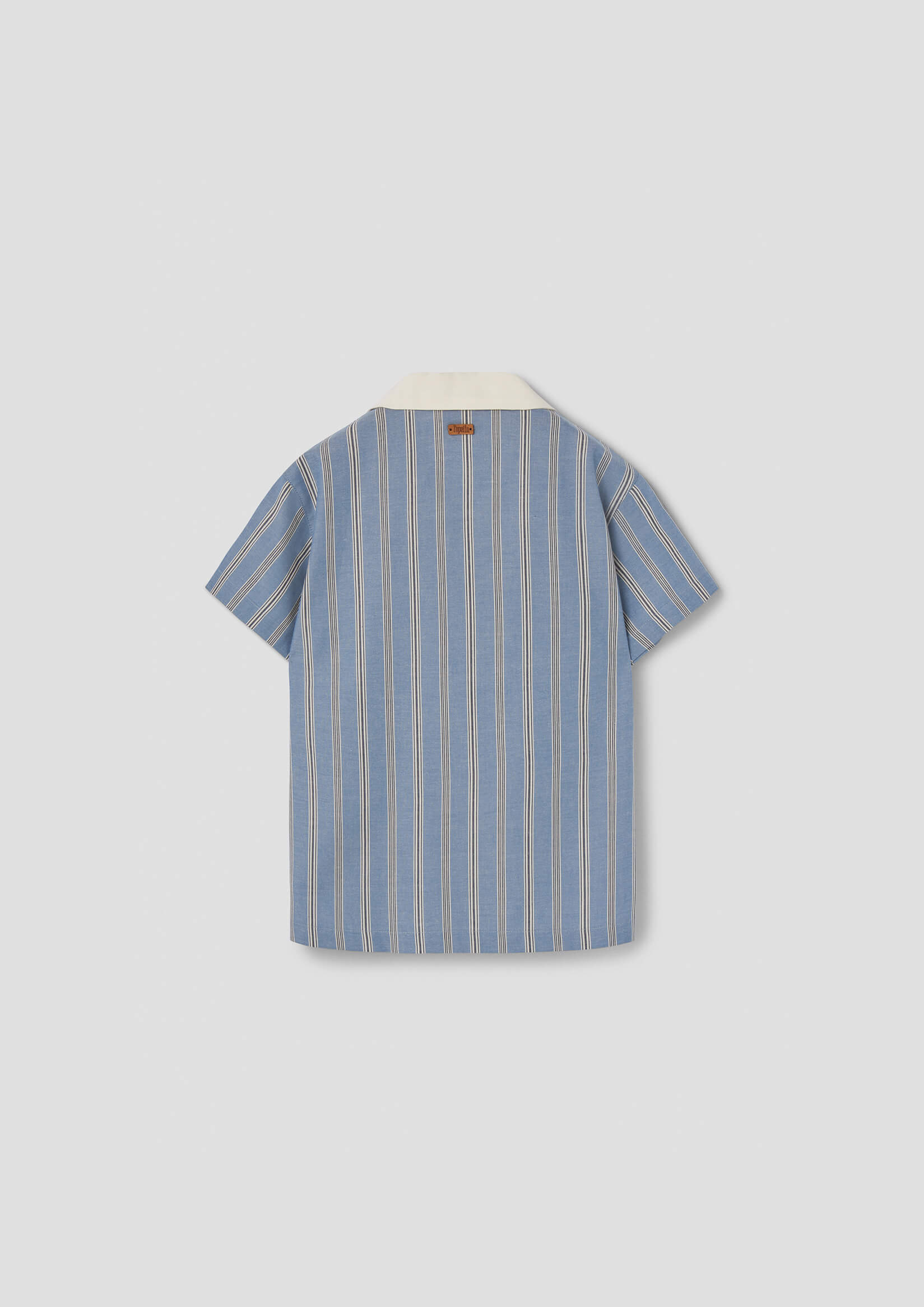 Popelin Blue Striped Shirt with Lapel Collar