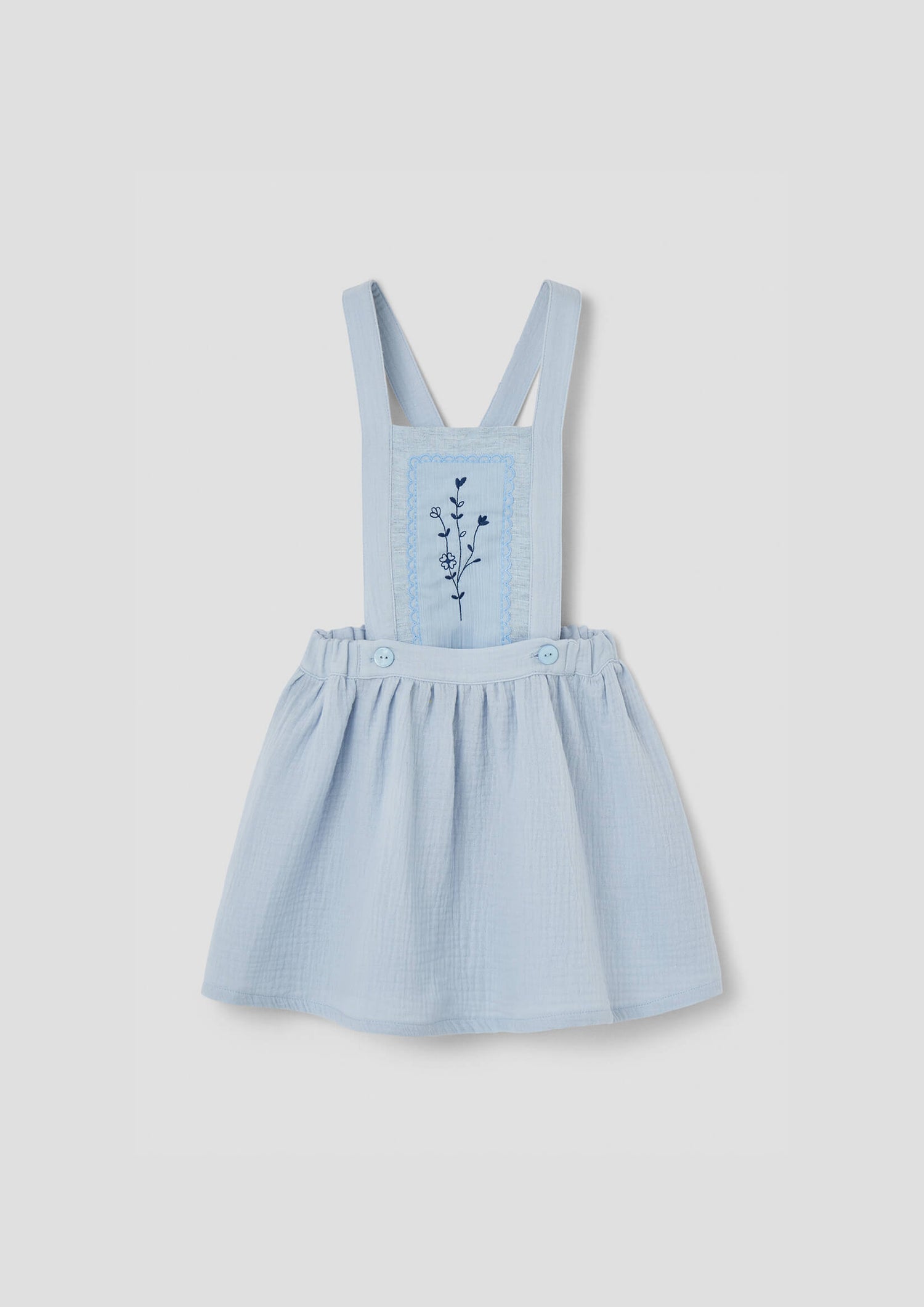 Popelin Blue Short Skirt with Embroidered Bid