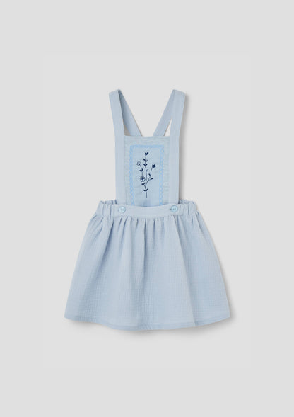 Popelin Blue Short Skirt with Embroidered Bid