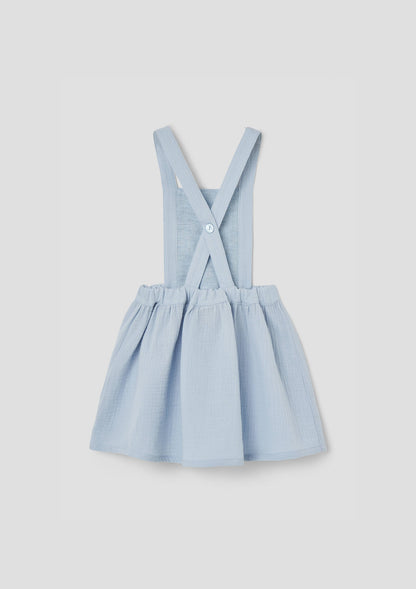 Popelin Blue Short Skirt with Embroidered Bid