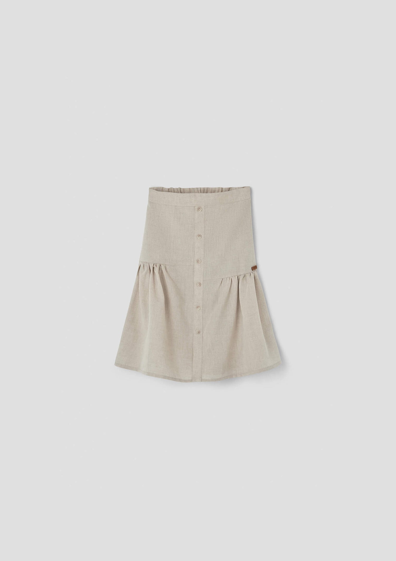 Popelin Sand Linen Midi Skirt