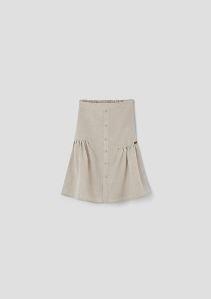 Popelin Sand Linen Midi Skirt