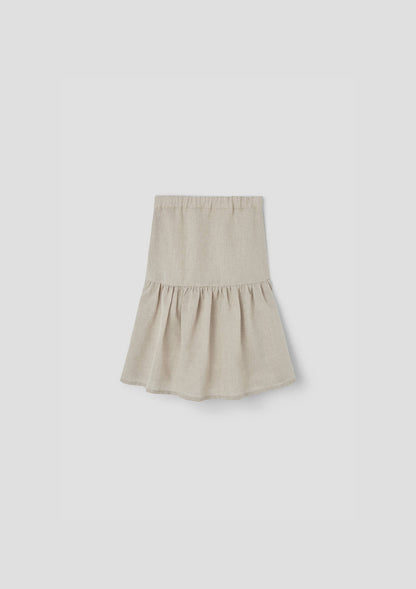 Popelin Sand Linen Midi Skirt